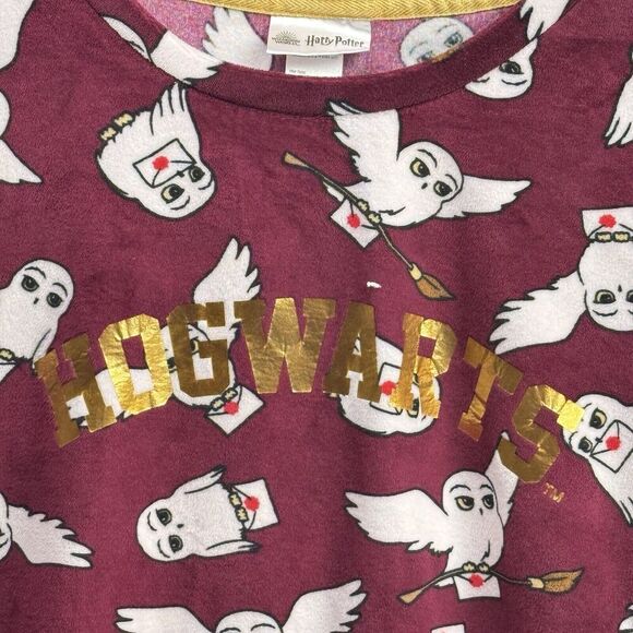 Harry Potter PJ Set 2 Piece Brick Red XL (16-18) Hogwarts Owl Hedwig Girls - Picture 7 of 14